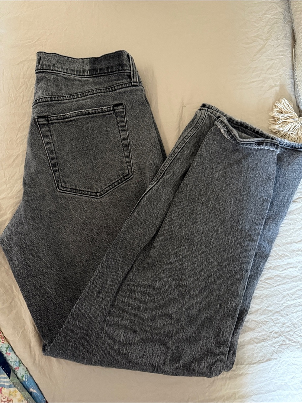 A&F low rise baggy gray denim